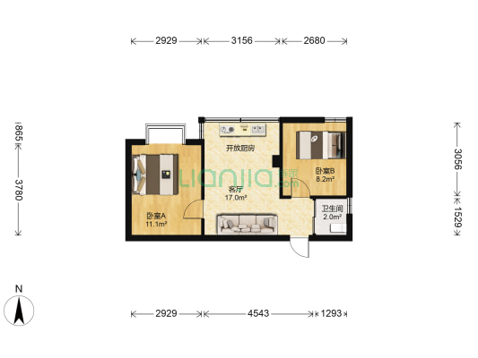 创基花园 2室1厅1卫 48平方