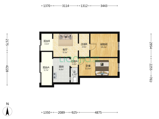尚爱路45号院 1室1厅1卫 59平方