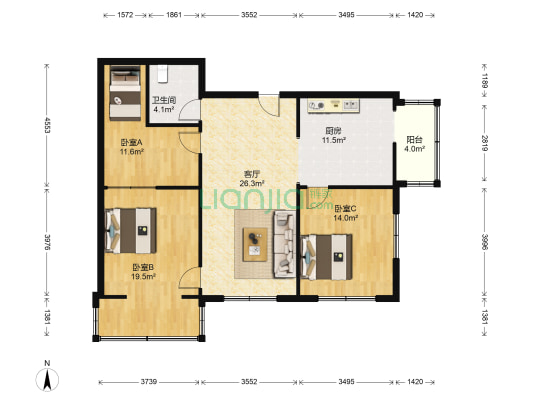 生资楼 3室1厅1卫 115平方