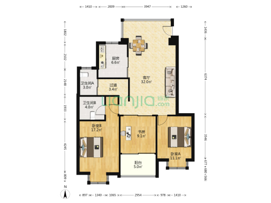 汝湖明珠 3室1厅2卫 108平方