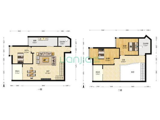 盛世明珠 2室2厅2卫 164平方