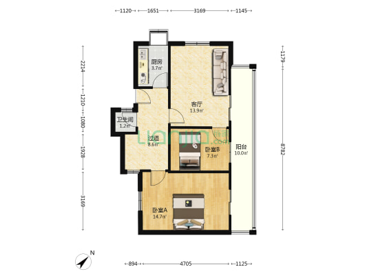 元和里4号 2室1厅1卫 67平方