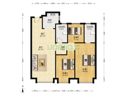 紫雲府1期 3室2厅2卫 125平方