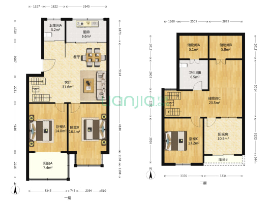 锦盛苑 3室1厅2卫 95平方