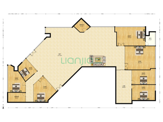 地产大厦 7室1厅0卫 1326平方