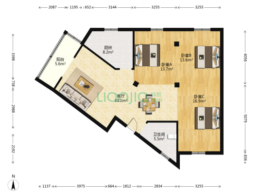 宜城商住楼 3室1厅1卫 117平方