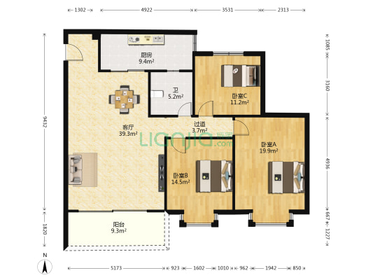 市政集资楼（光电路） 3室1厅1卫 135平方