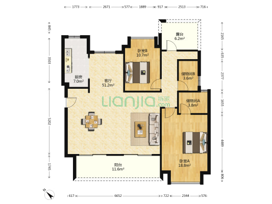 百伦江樾居 2室1厅0卫 125平方