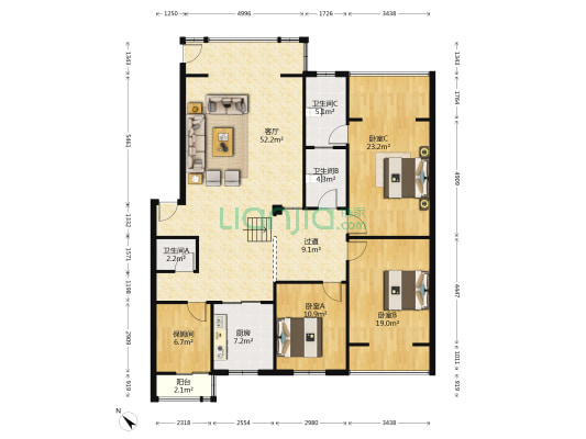 藏卫路南一段6号 3室1厅3卫 153平方