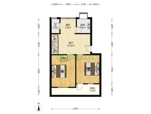 寒溪653小区 2室2厅1卫 64平方