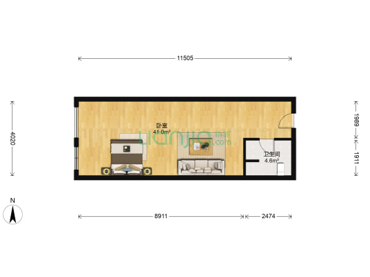 名品城 1室0厅1卫 74平方
