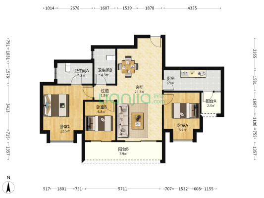 中建清能悦和城 3室1厅2卫 99平方