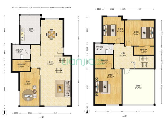 景尚雅苑 4室1厅2卫 204平方