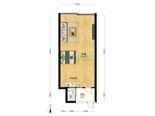 安阁小区 1室0厅1卫 61平方