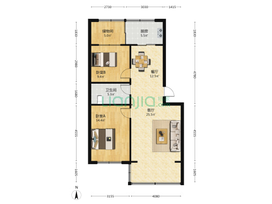 八一小区 2室2厅1卫 95平方