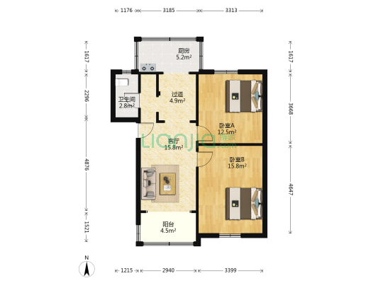 红光小区(成华) 2室1厅1卫 62平方