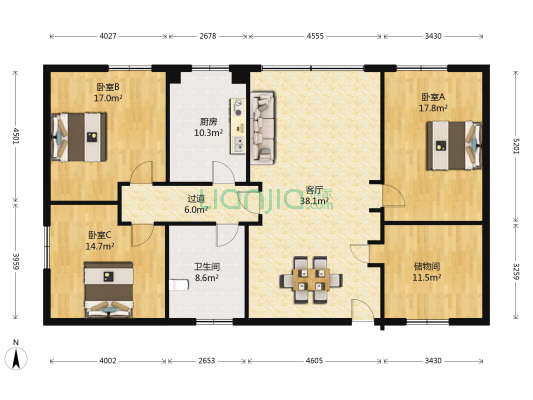 龙门大厦 3室1厅1卫 167平方