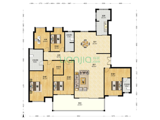 碧桂园天玺湾西区 5室2厅3卫 269平方