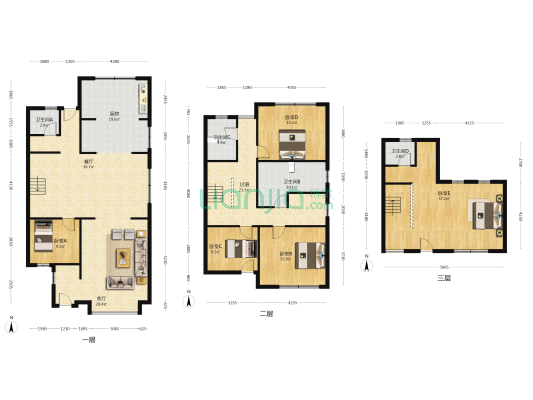 军官社区联排别墅，集体供暖，随意装修-户型图