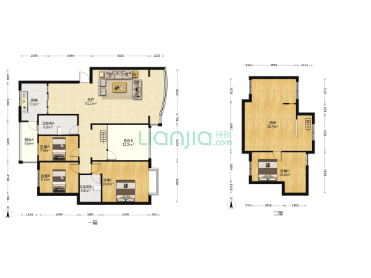 银海森林 4室1厅2卫 119平方