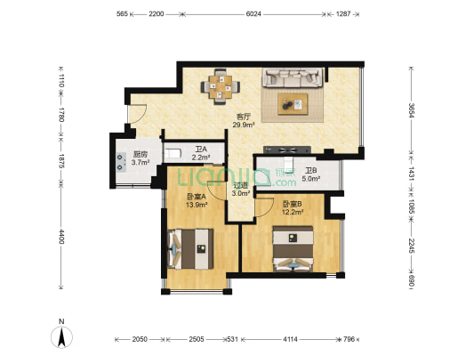 誉泰景园 2室1厅2卫 79平方