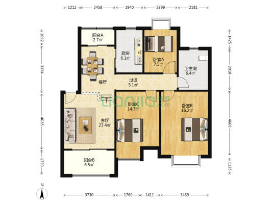 碧海云居 3室1厅1卫 101平方