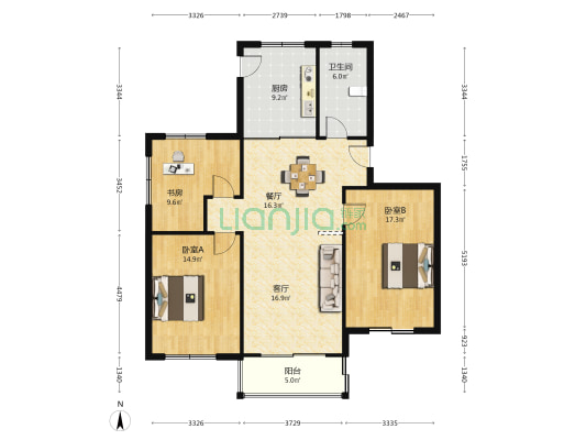 紫竹园东区 3室2厅1卫 110平方