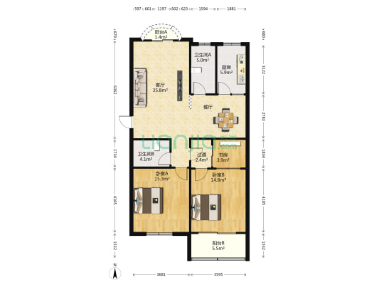 锦绣句容 3室1厅2卫 116平方