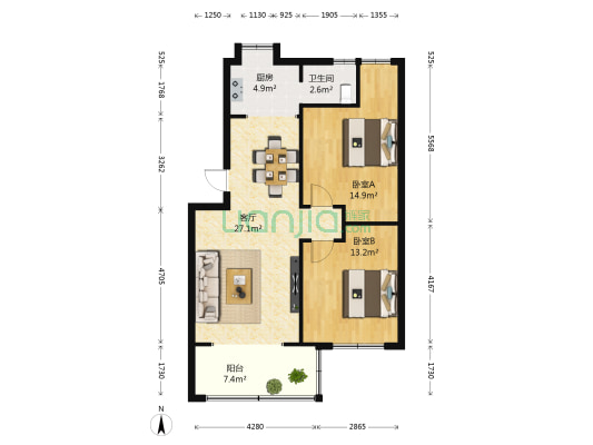 江西柴油机厂一区（东湖区三经路147号） 2室1厅1卫 80平方