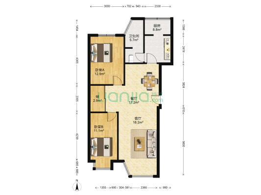 鑫雅园 2室2厅1卫 101平方