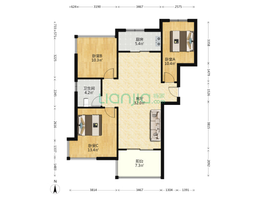 华地森林语锦园 3室1厅1卫 101平方