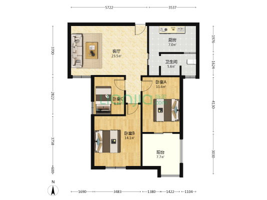 华茂万和城 3室1厅1卫 101平方