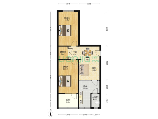 中国人寿陕西分公司营业莲湖分局家属院 2室1厅1卫 100平方