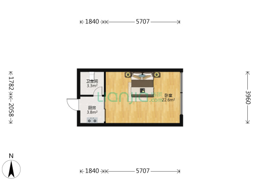 时代广场 1室0厅1卫 56平方