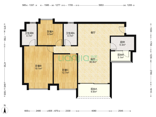 时代倾城(番禺区) 3室1厅2卫 120平方