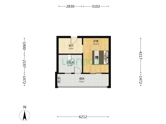 栗胜路24号院 1室1厅1卫 33平方