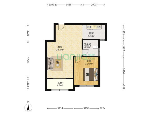 锦都学府 1室1厅1卫 68平方
