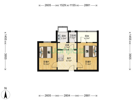 东梆子市街小区 2室1厅1卫 48平方