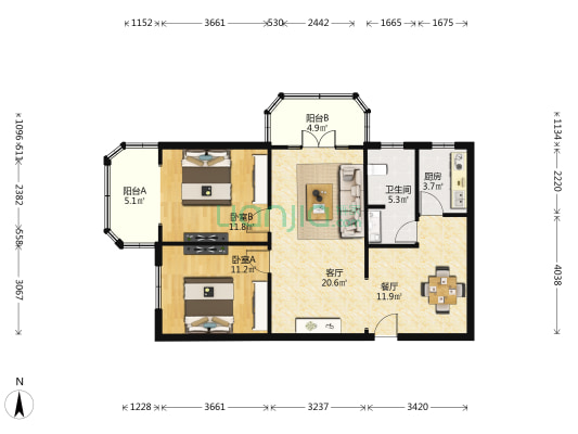 康定大楼(公寓) 2室2厅1卫 99平方