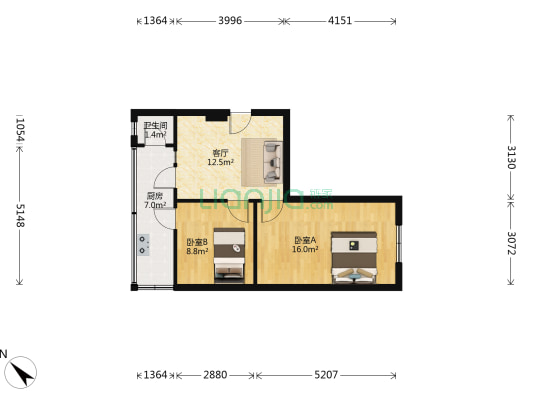昭忠祠街71号 2室1厅1卫 53平方