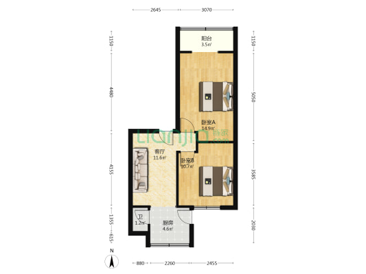 互利西一巷5号 2室1厅1卫 53平方