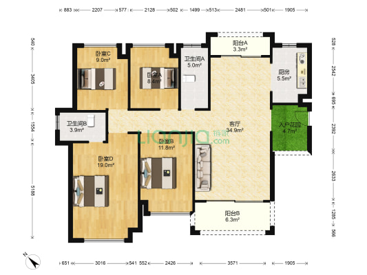 中泰上境 4室1厅2卫 134平方