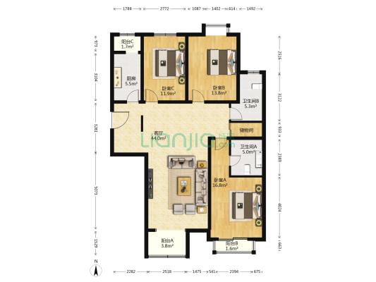 中景未山赋 3室1厅2卫 151平方