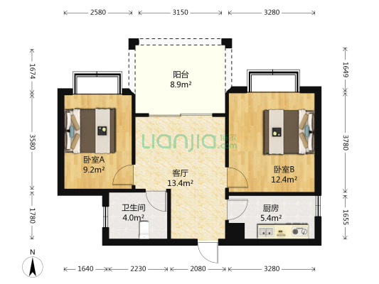 鑫海大厦 2室1厅1卫 78平方