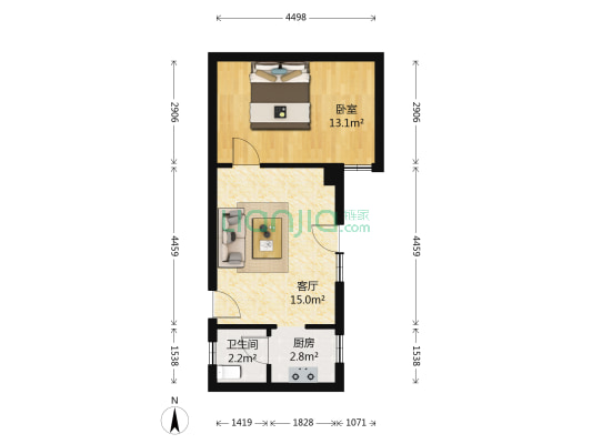 紫莱苑 1室1厅1卫 41平方