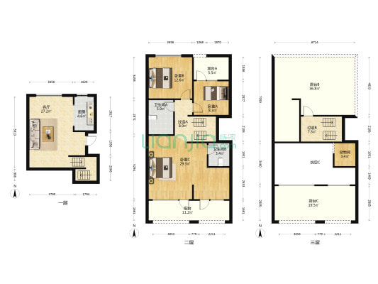远洋中能荣府 3室1厅2卫 140平方