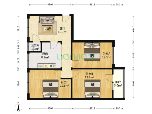 农资家属院（定西路） 3室1厅1卫 82平方