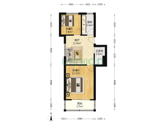 永昌庙弄 2室1厅1卫 52平方