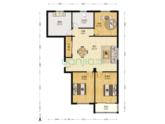 解放新村 3室1厅1卫 137平方