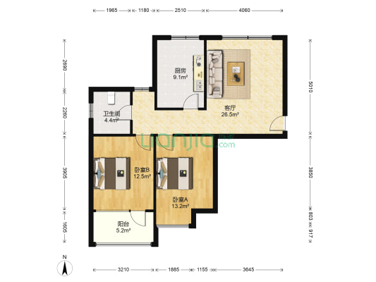 新祥园 2室1厅1卫 95平方